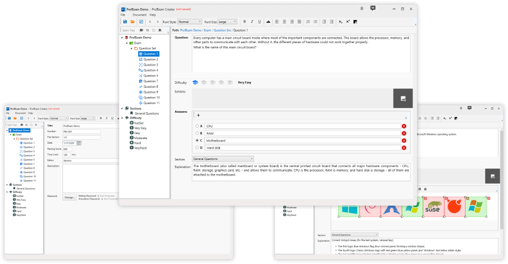 ProfExam Creator - Test info, Single Answer Question, Hot Area