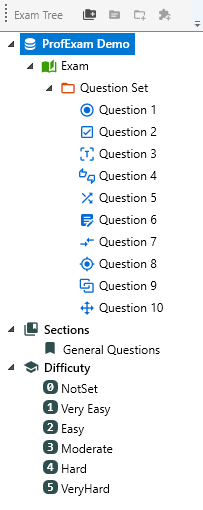 ProfExam Creator - Exam Tree