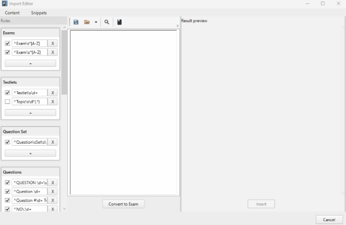 ProfExam Creator - Import Editor