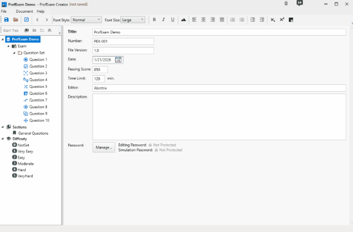 ProfExam Creator - Visual Editor