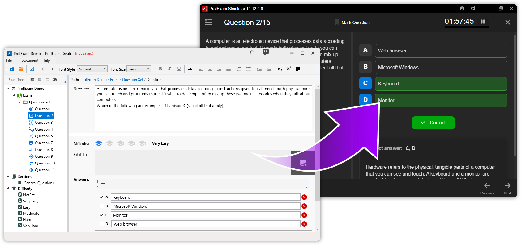 ProfExam Creator - Integration with ProfExam Simulator