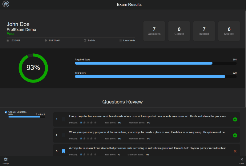 ProfExam Simulator - Detailed Results and Evaluation