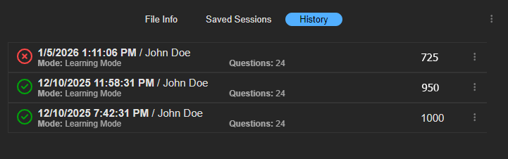 ProfExam Simulator - Session History and Progress Tracking