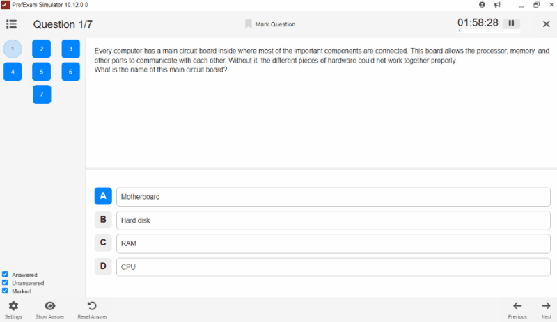 ProfExam Simulator - Comfortable and Modern Interface