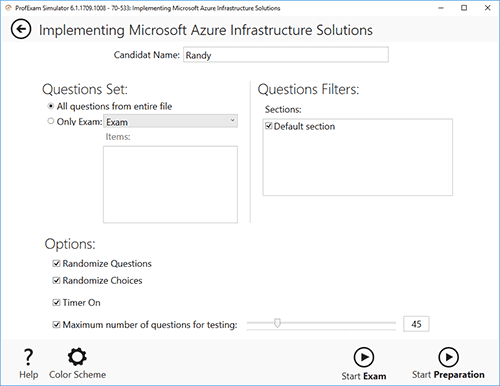 Exam Simulator for Windows - new exam session