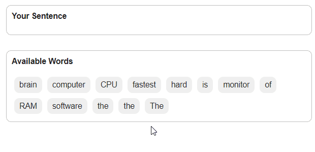 ProfExam Simulator - Question Sentence Ordering