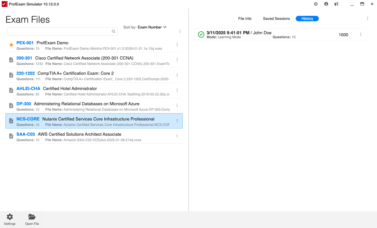 ProfExam Simulator for macOS - Exam Files