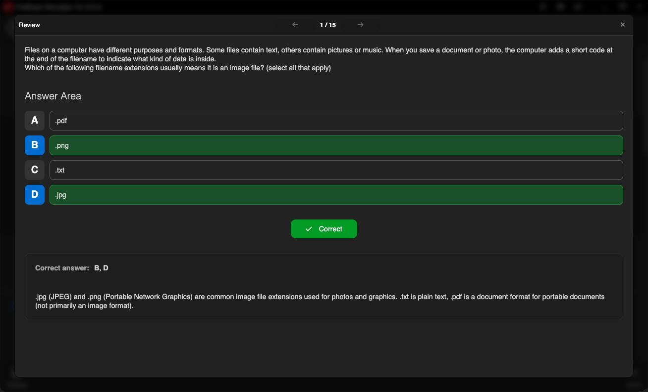 ProfExam Simulator for macOS - Question Review