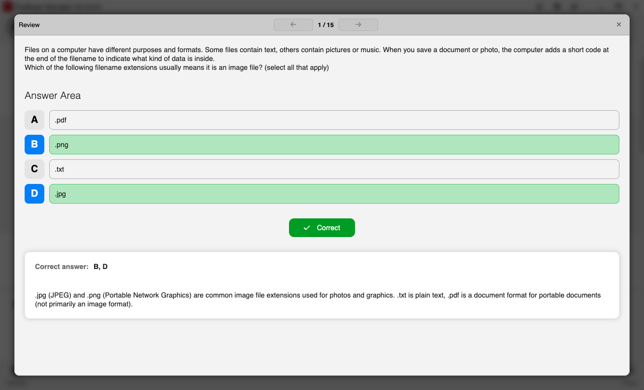 ProfExam Simulator for macOS - Question Review