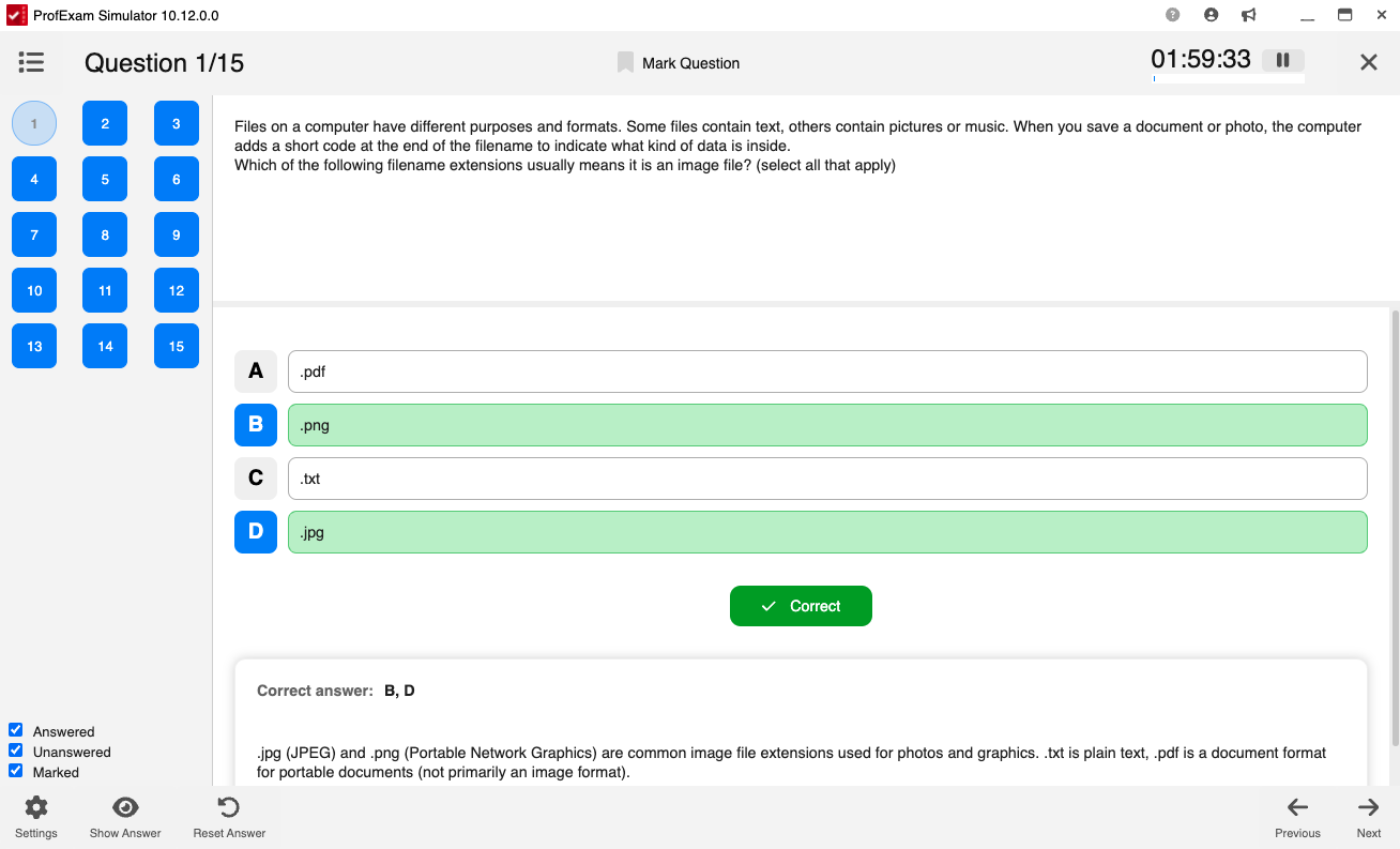 ProfExam Simulator for macOS - Question Single Answer