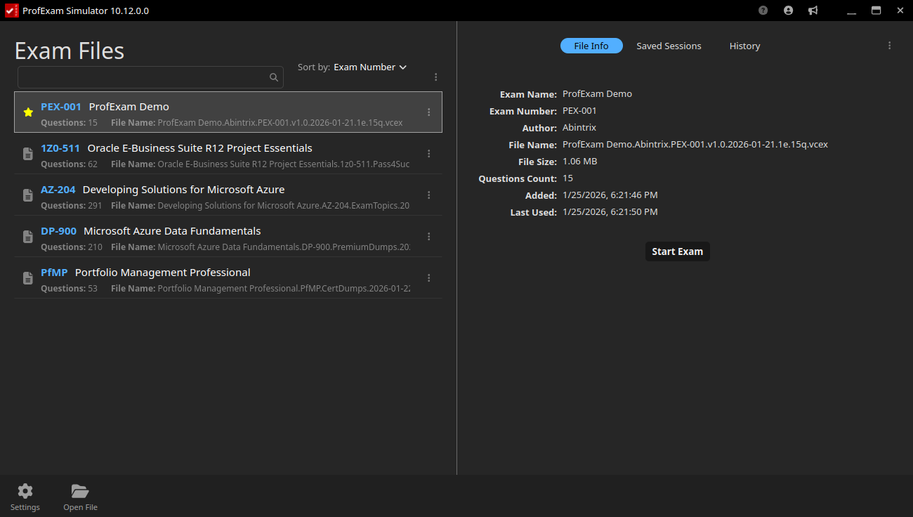 ProfExam Simulator for Linux - Exam Files