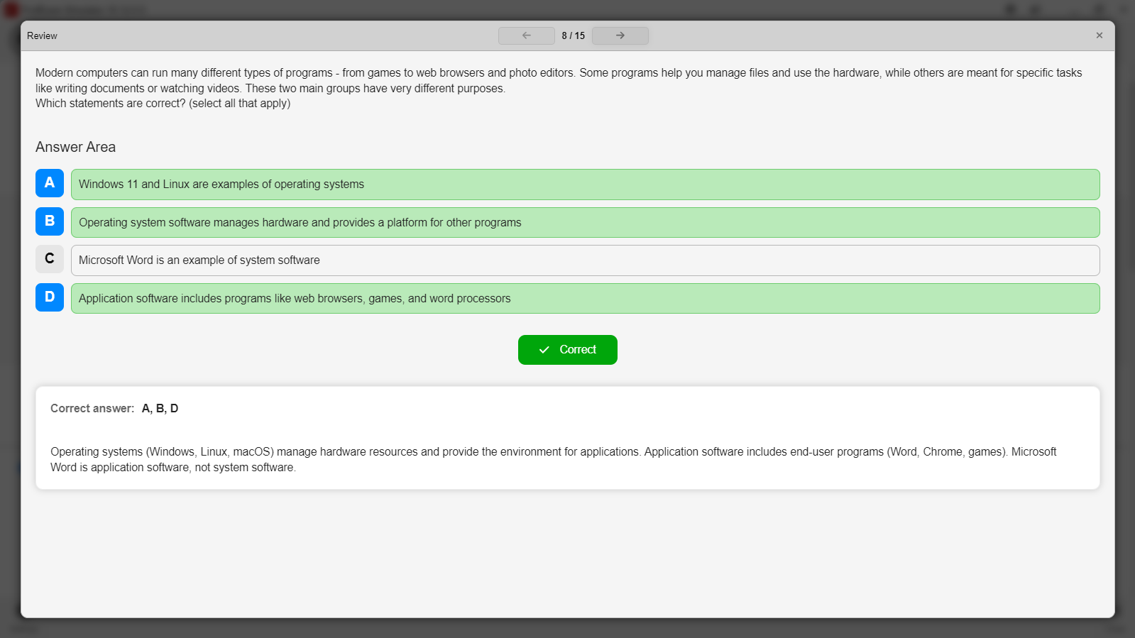 ProfExam Simulator - Score Report - details