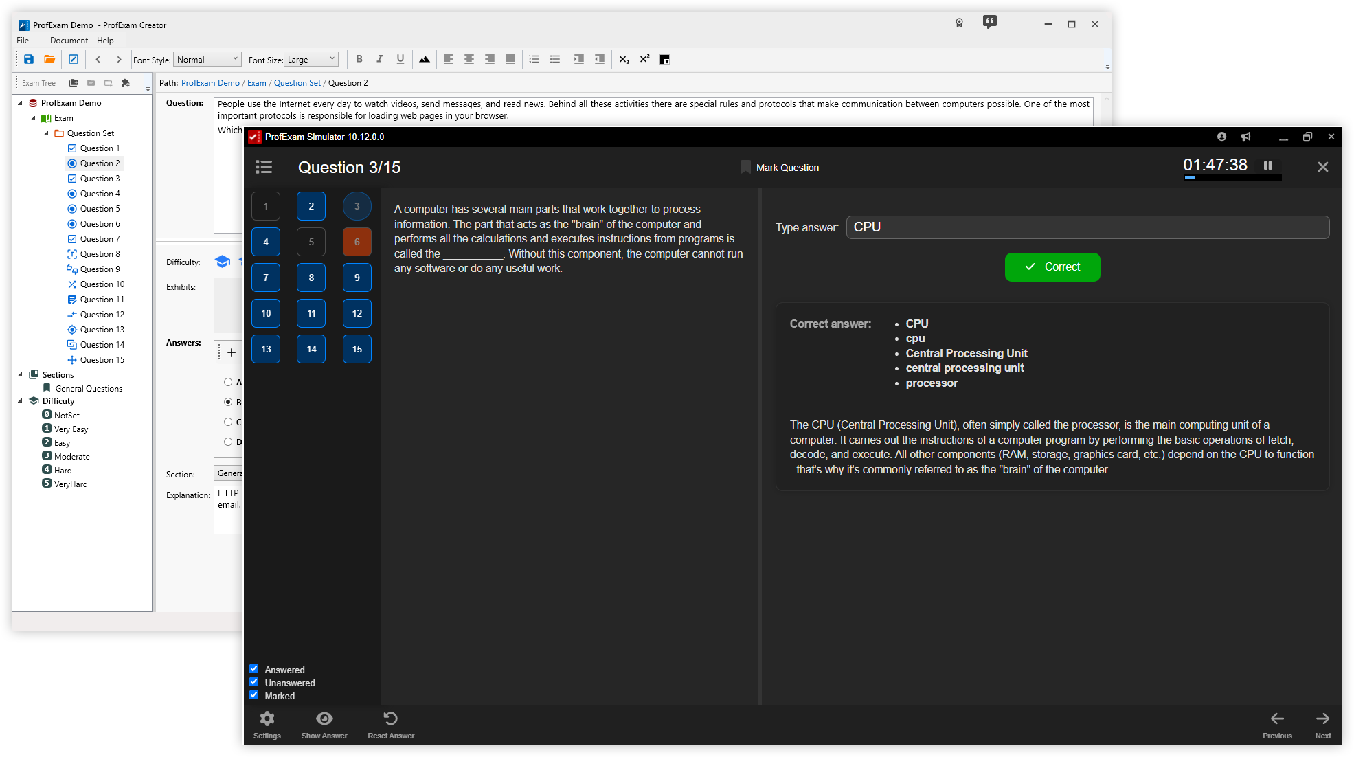 ProfExam Suite - a combination of Exam Simulator and Creator.